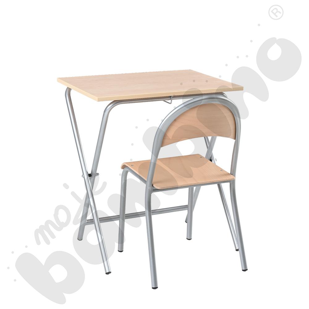 Stolik składany Iwo z krzesłem P, rozm. 6, aluminium