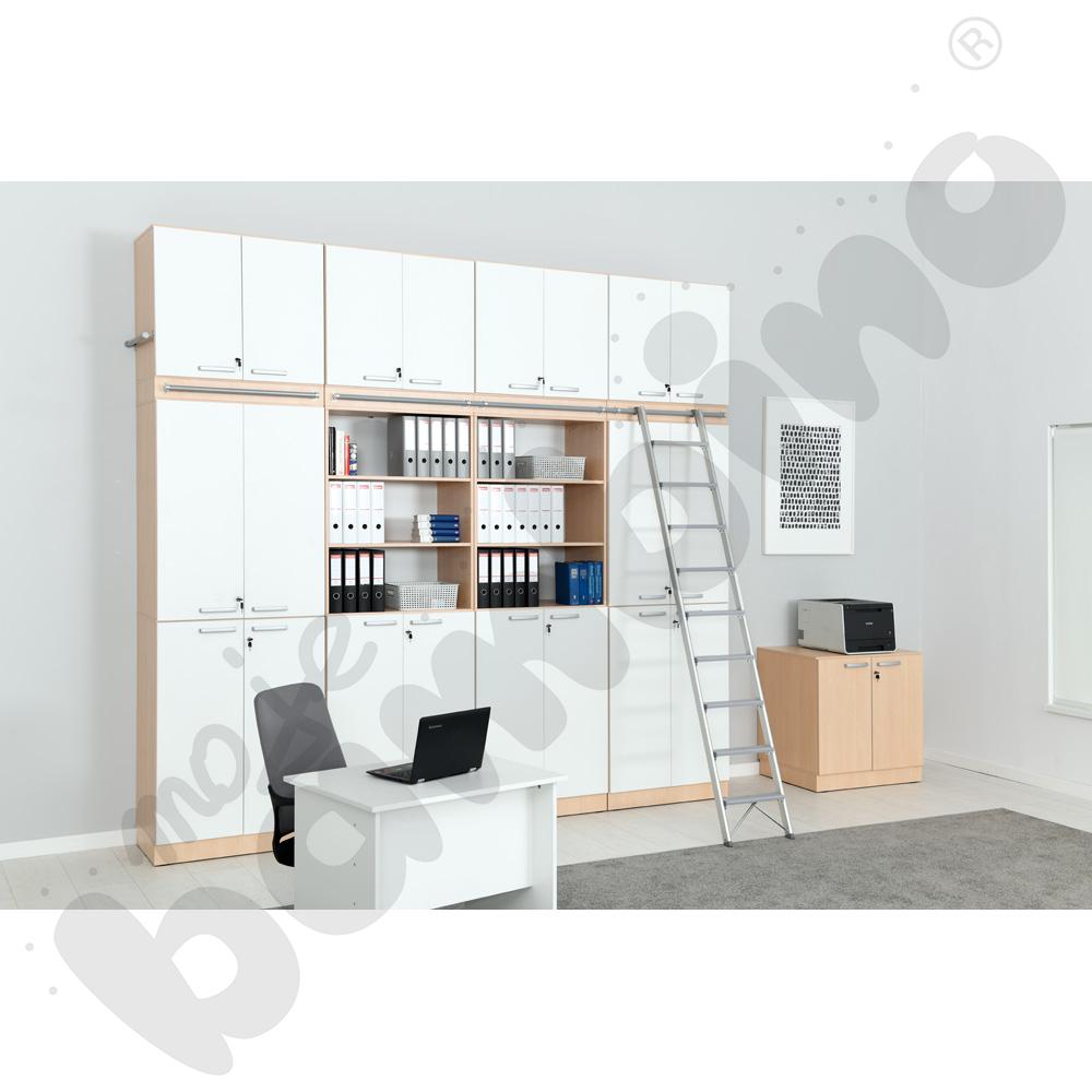 Grande - Wysoki regał z modułem do mocowania drabiny 27 - klonowo-biały