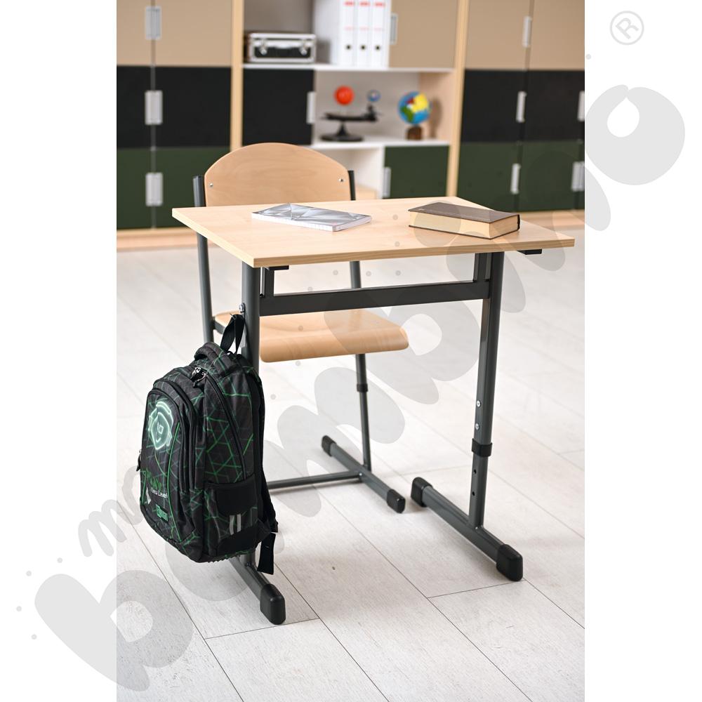 Stół IN-T 70x50 rozm. 3-7, 1-os., stelaż antracytowy, blat szary, obrzeże ABS, narożniki proste