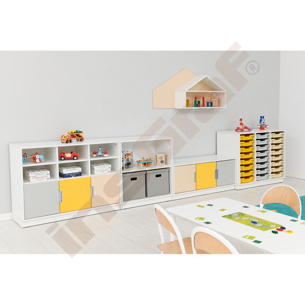 Quadro - skříňka M na plastové zásobníky, se 2 předěly - bílá 