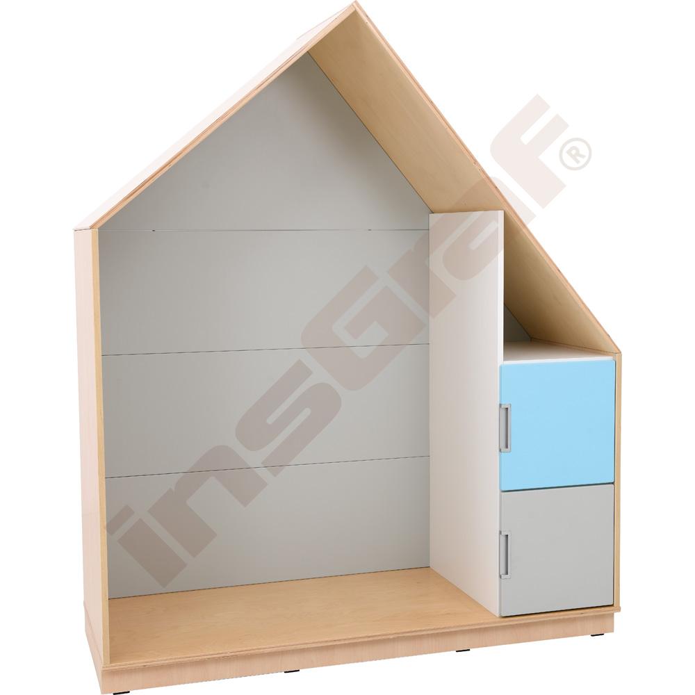 Quadro - skříňka-domeček se 2 policemi, korpus světlý javor, šedá