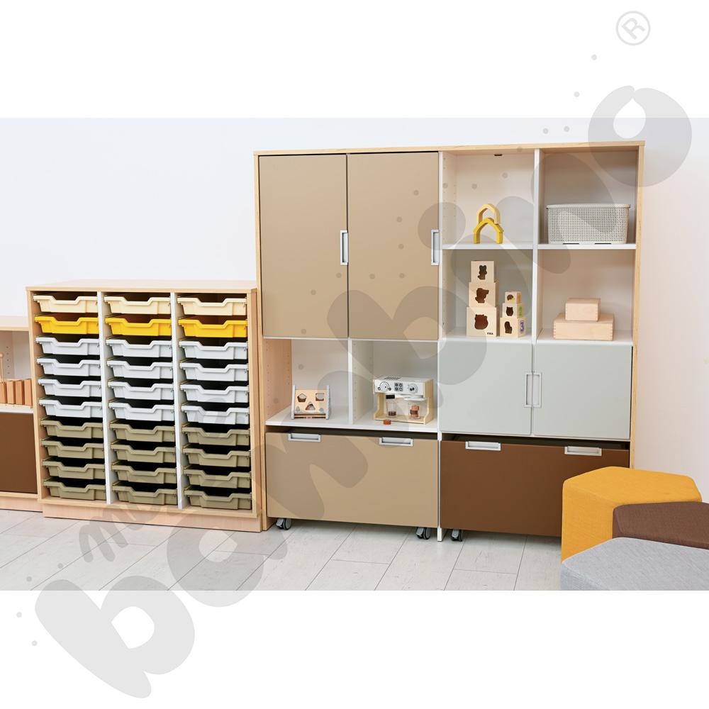 Quadro - szafka M+ na plastikowe pojemniki - z 2 przegrodami, klon jasny