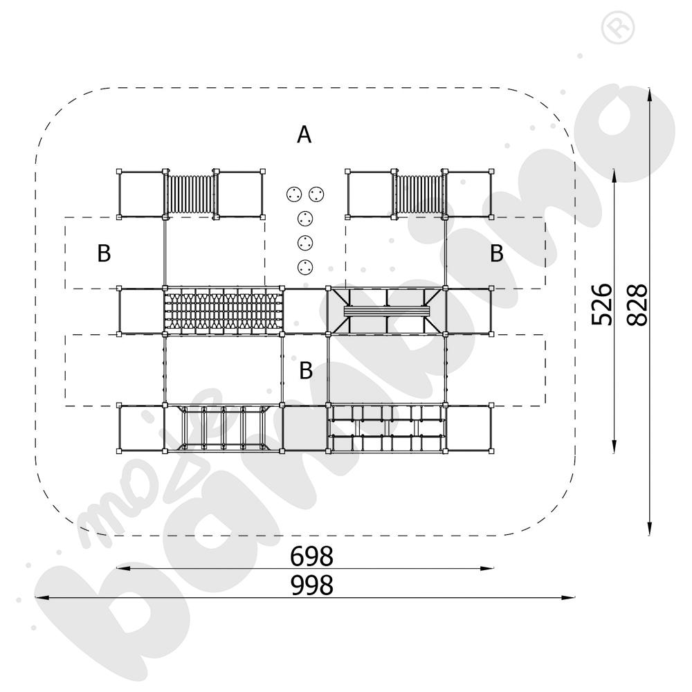 Zestaw sportowo-sprawnościowy, metalowe słupy
