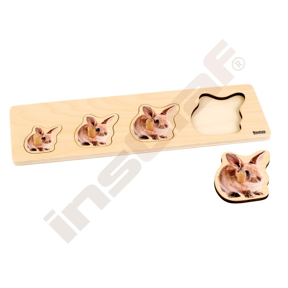 Puzzle pre najmenších - Montessori - 4 zajace