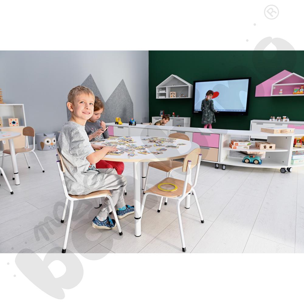 Blat Quadro biały okrągły, beżowe obrzeże