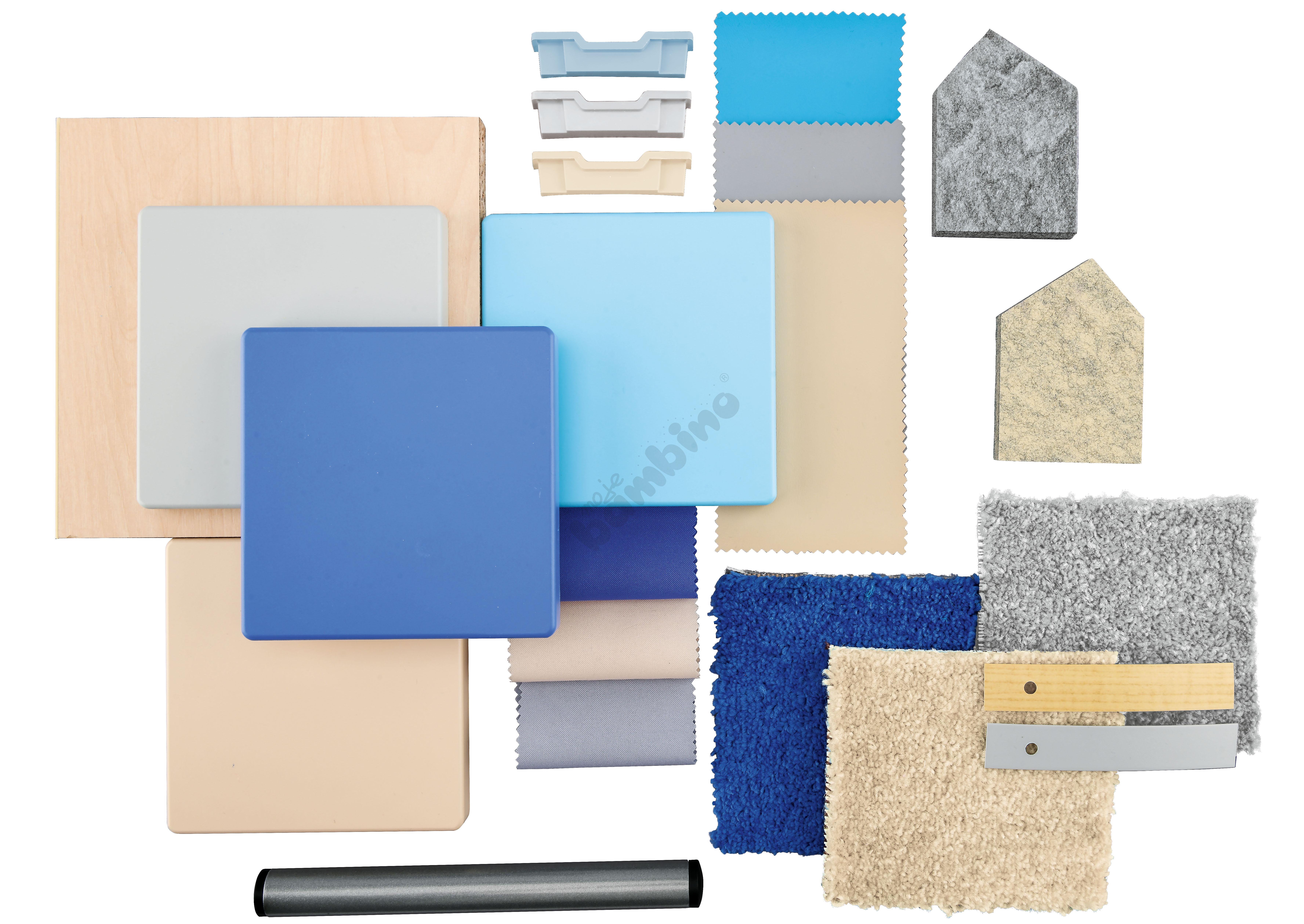 Sala przedszkolna Quadro w kolorystyce  beżowo-niebieskiej