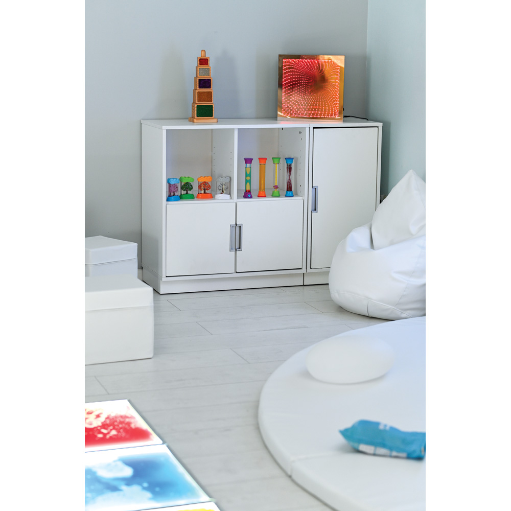 Quadro - regál M s 2 predelmi a policou, biela 