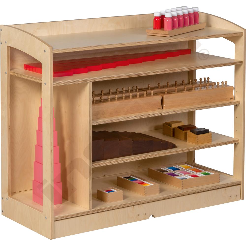 Regál s 5 policemi, na Montessori pomůcky