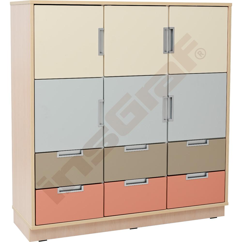 Quadro - regál L s 2 predelmi a 2 policami, javor
