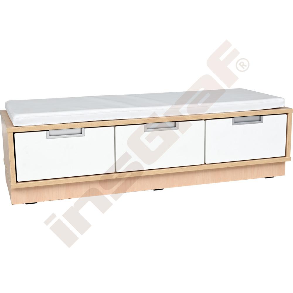 Quadro - skříňka k sezení  3 - bílý sedák - světlý javor