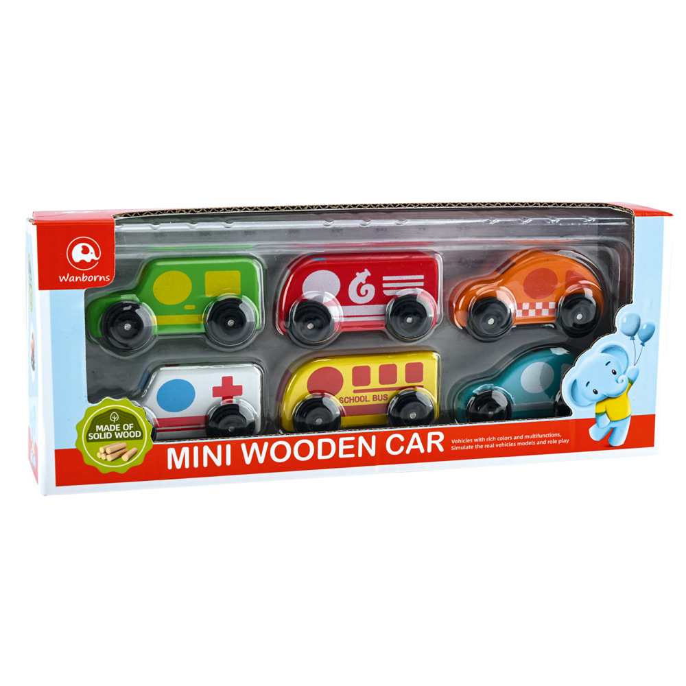 Drevené mini autíčka, 6 ks
