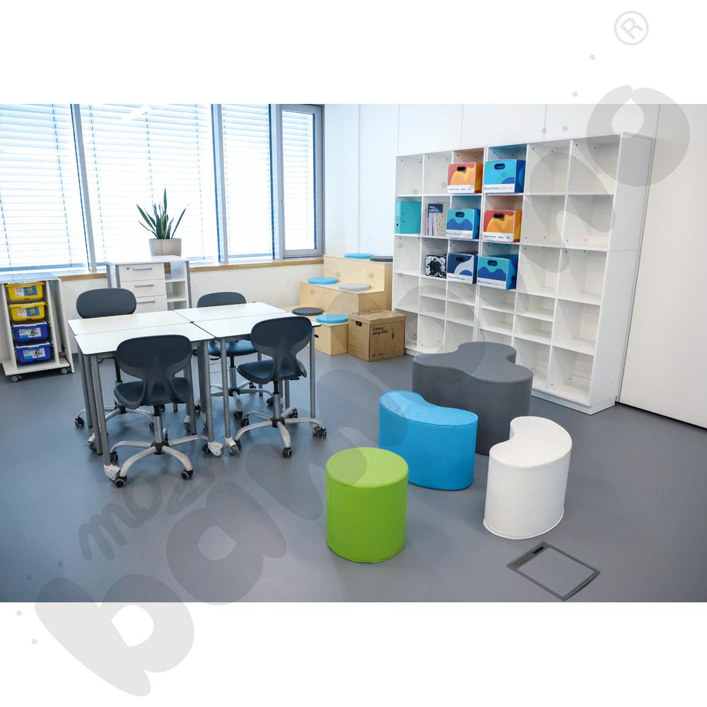 Quadro - regał L z 2 przegrodami i 2 półkami, biały