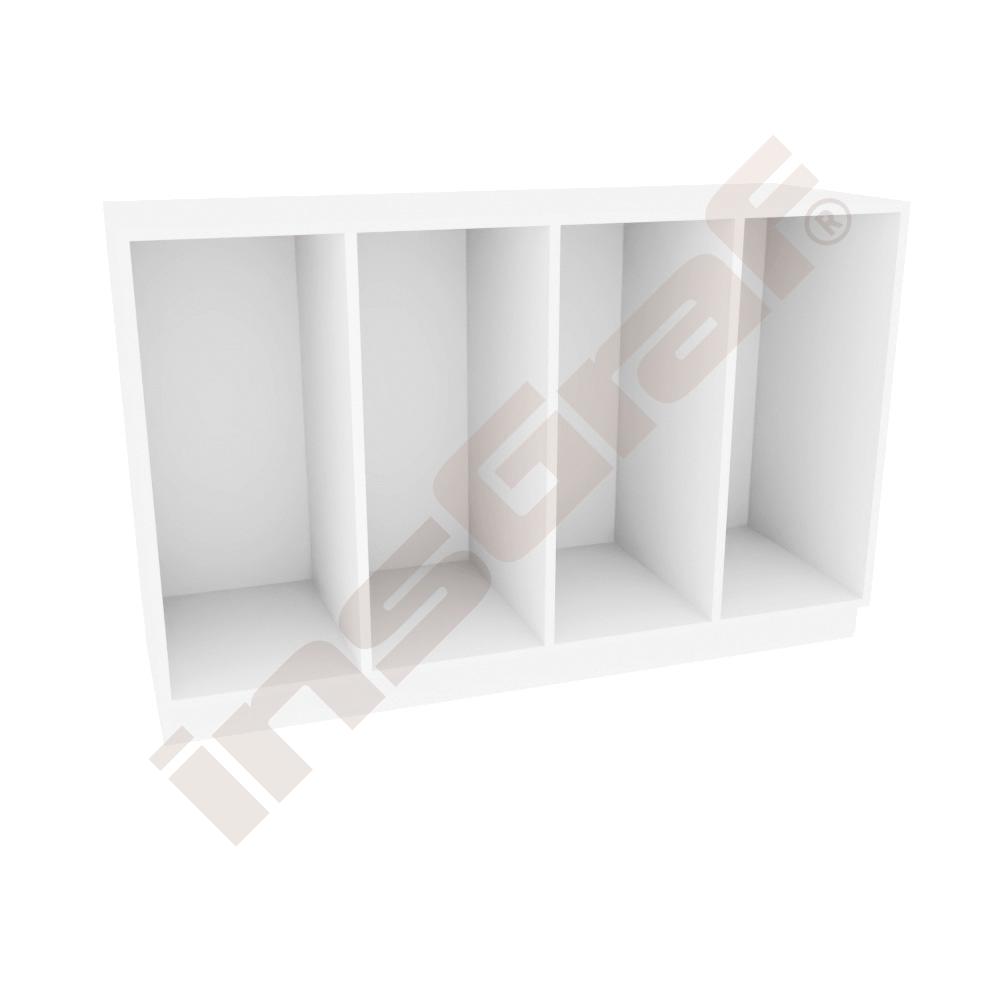 Quadro - skříňka M na plastové zásobníky - 4 sloupy, bílá