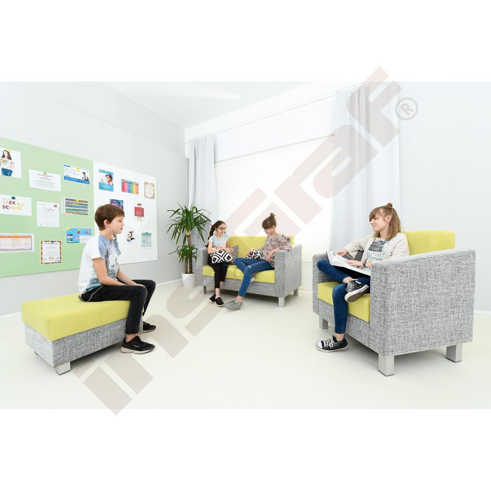 Křeslo Relax šedo-zelené - čtvercové nožky