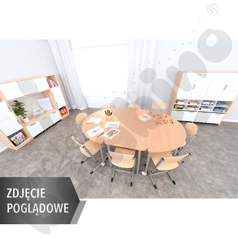 Stół Mila prostokąt falisty 140x72, blat brzoza, narożniki proste, rozm. 3