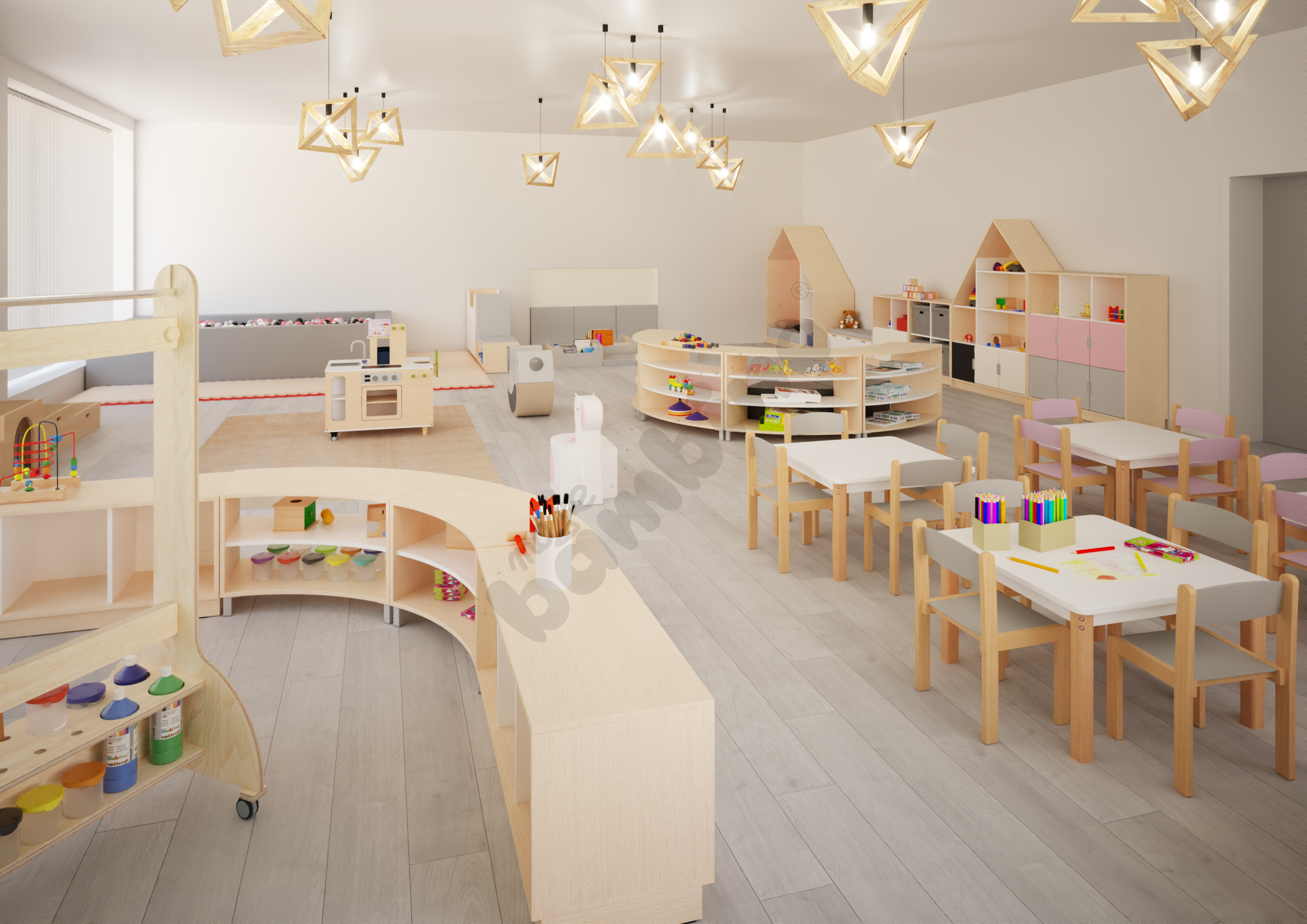 Sala przedszkolna Quadro w odcieniach różu