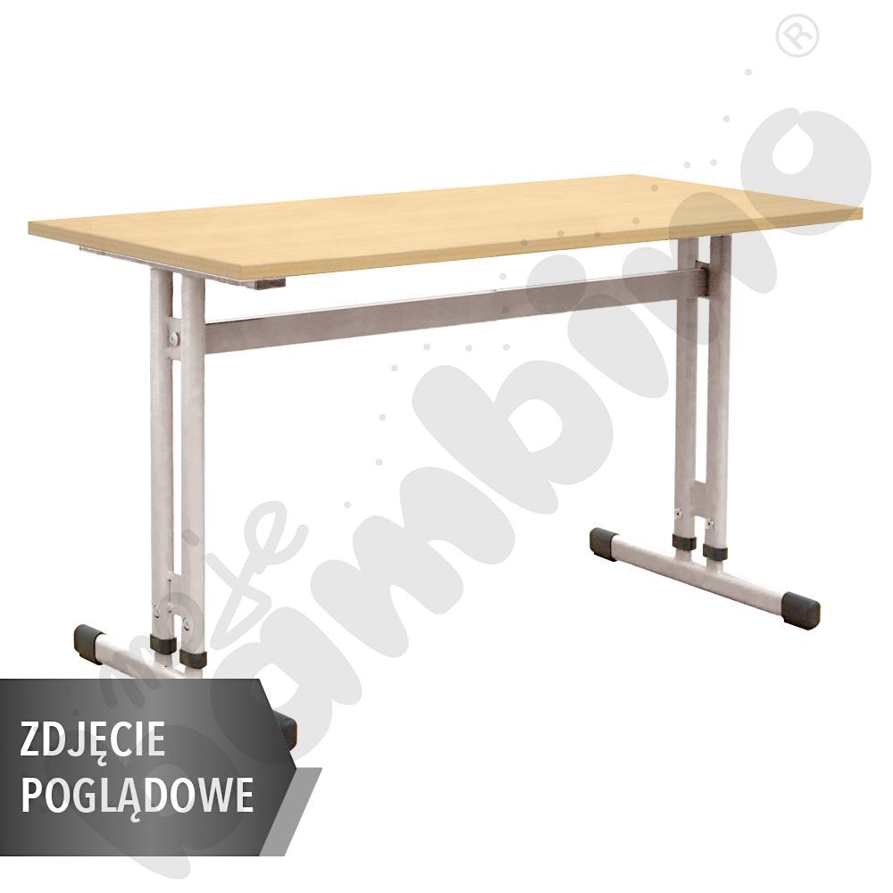 Stół IN-R 130x50 rozm. 3–7, 2os., stelaż żółty, blat szary, obrzeże ABS, narożniki proste