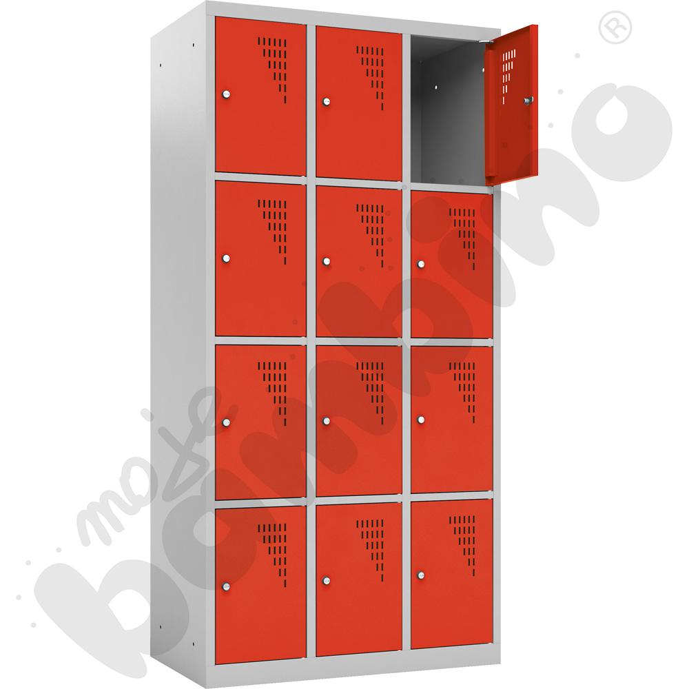 Szafka skrytkowa z 12 schowkami drzwi czerwone