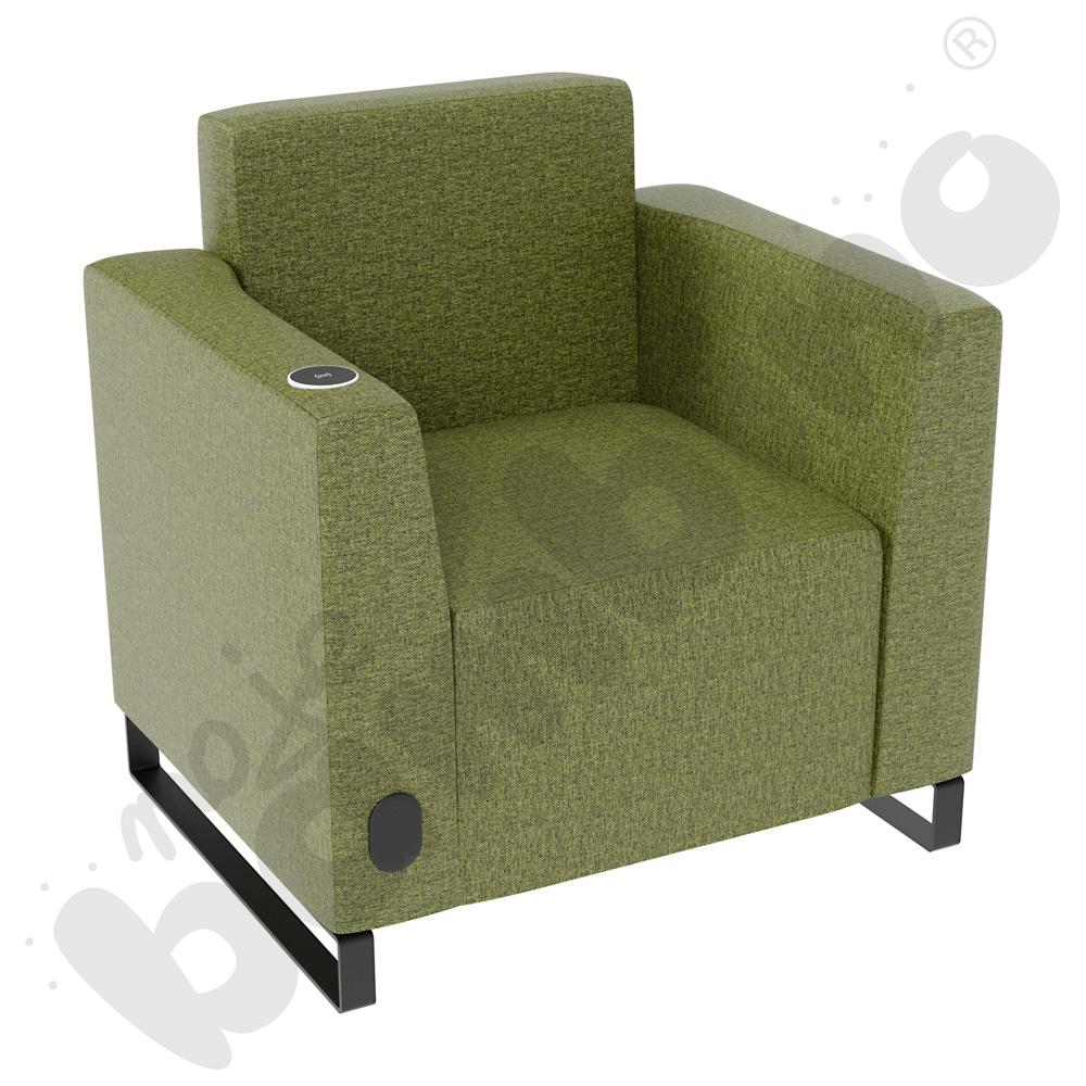 Fotel Universum wys. 82 cm, 2 boki niskie, lewy z gniazdkiem elektrycznym i indukcją, tkanina RO30