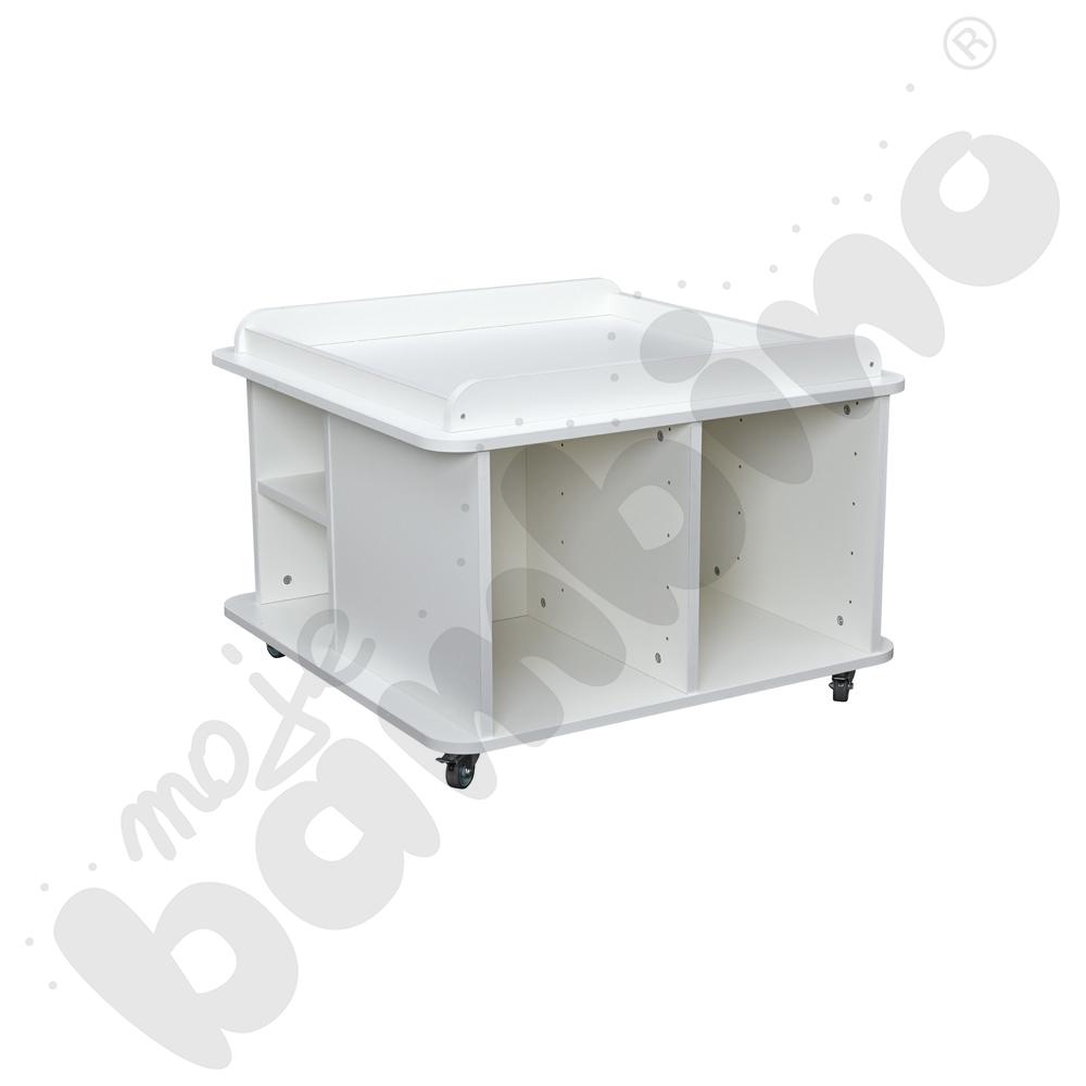 Stolik kwadratowy na matę biały – wysoki