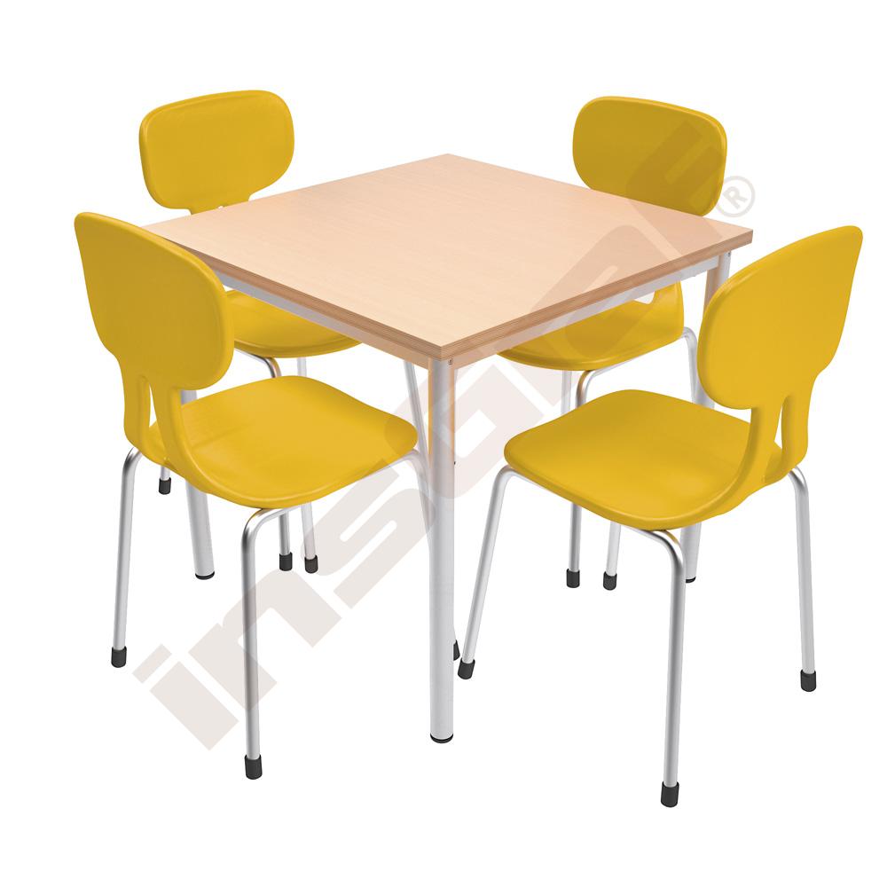 
Set Nr. 53 - Gr. 5, Tisch MILA 80x80 mit Stühlen Colores, gelb, SH 43 cm
