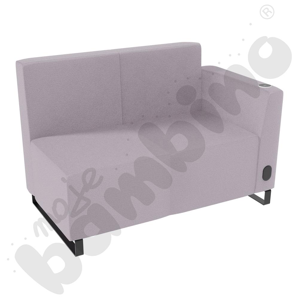 Sofa Universum 2-os. wys. 82 cm, bok niski prawy z gniazdkiem elektrycznym i indukcją, tkanina KG21