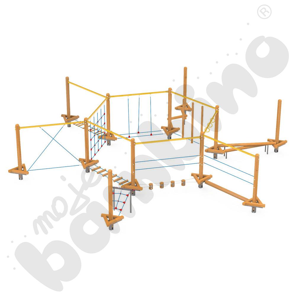 Zestaw Mini park linowy 2, drewniane słupy