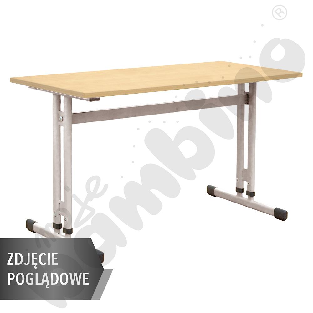 Stół IN-R 130x50 rozm. 3-7, 2-os., stelaż aluminium, blat biały, obrzeże ABS, narożniki proste