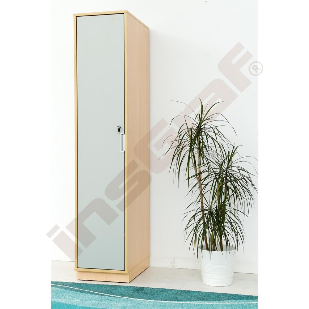 Quadro - šatní skříň pro 2 osobu uzamykatelná, s panty 90° s tichým zavíráním - šedá, korpusy javor