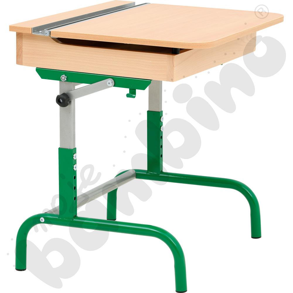 Stół z drewnianą skrzynką na książki, zielony