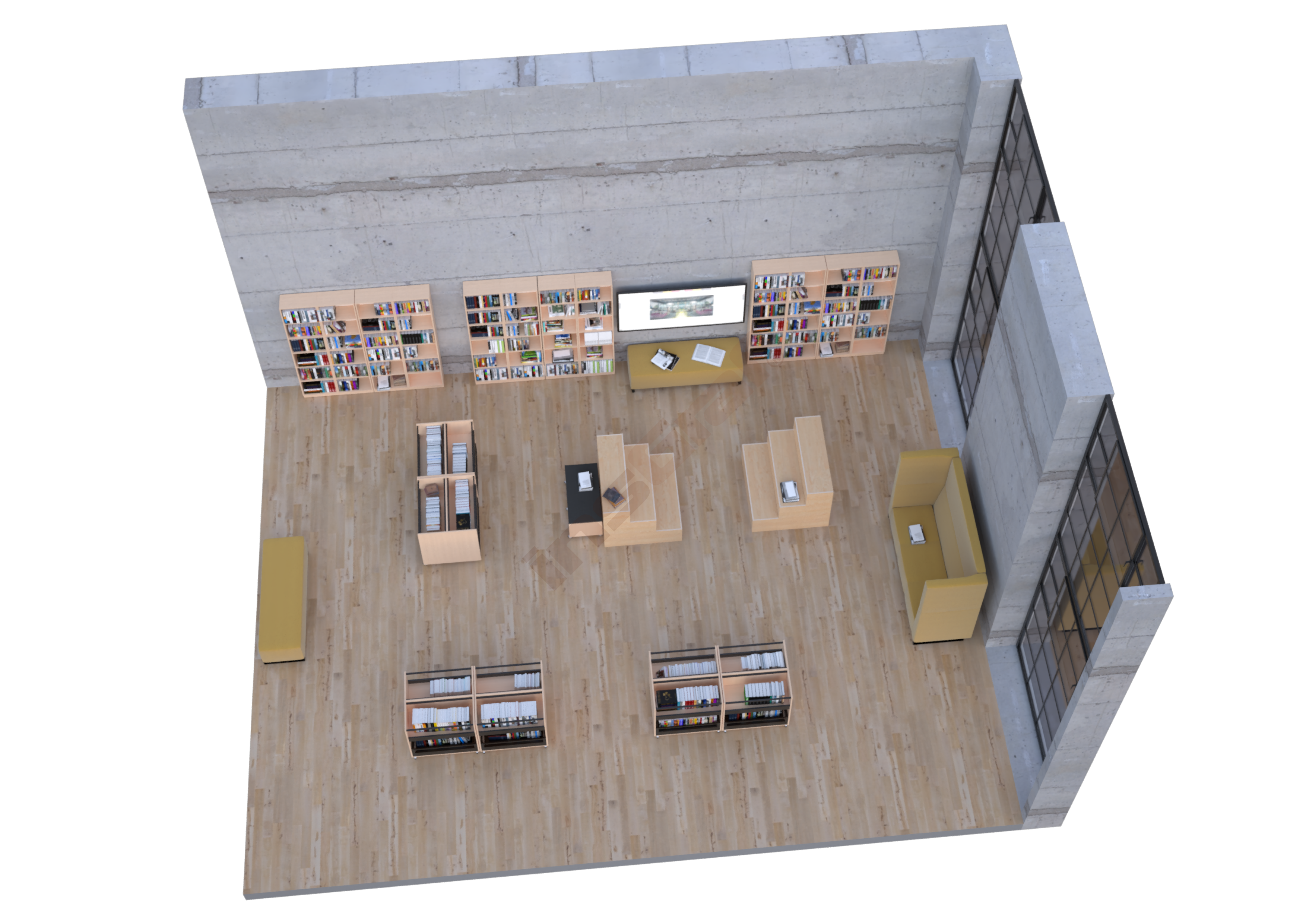Schulbibliothek Grande mit Sitzmöbeln Universum