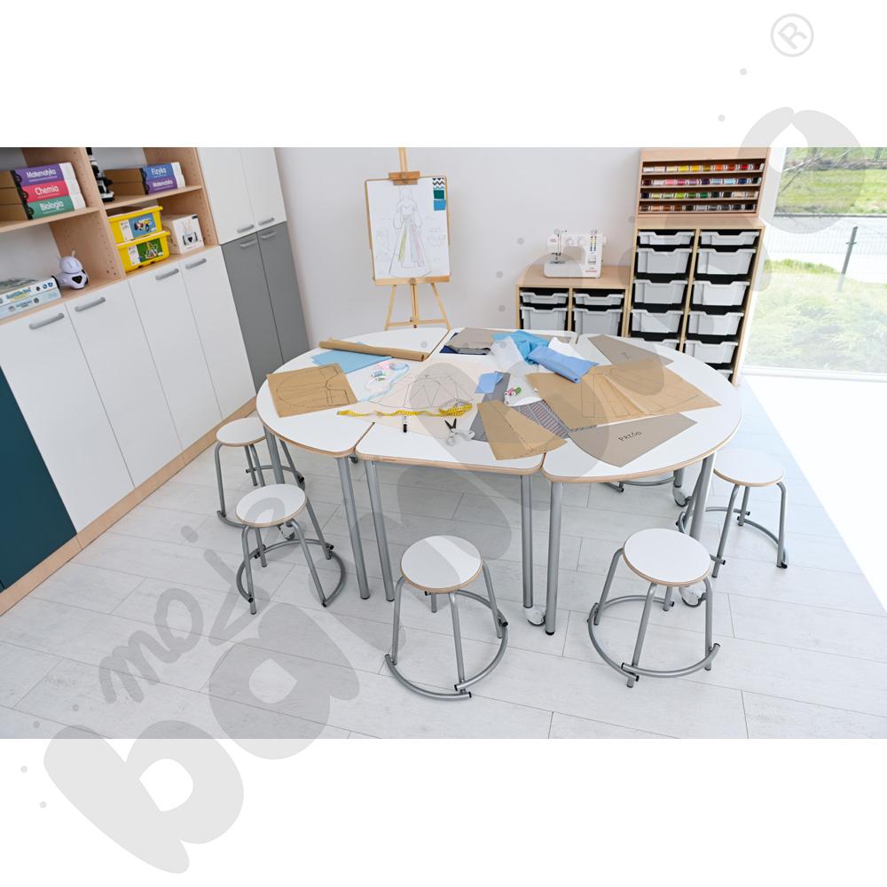 Stół Mila prostokątny 140x70, HPL - biały, zaokrąglony, rozm. 6 z 2 kółkami