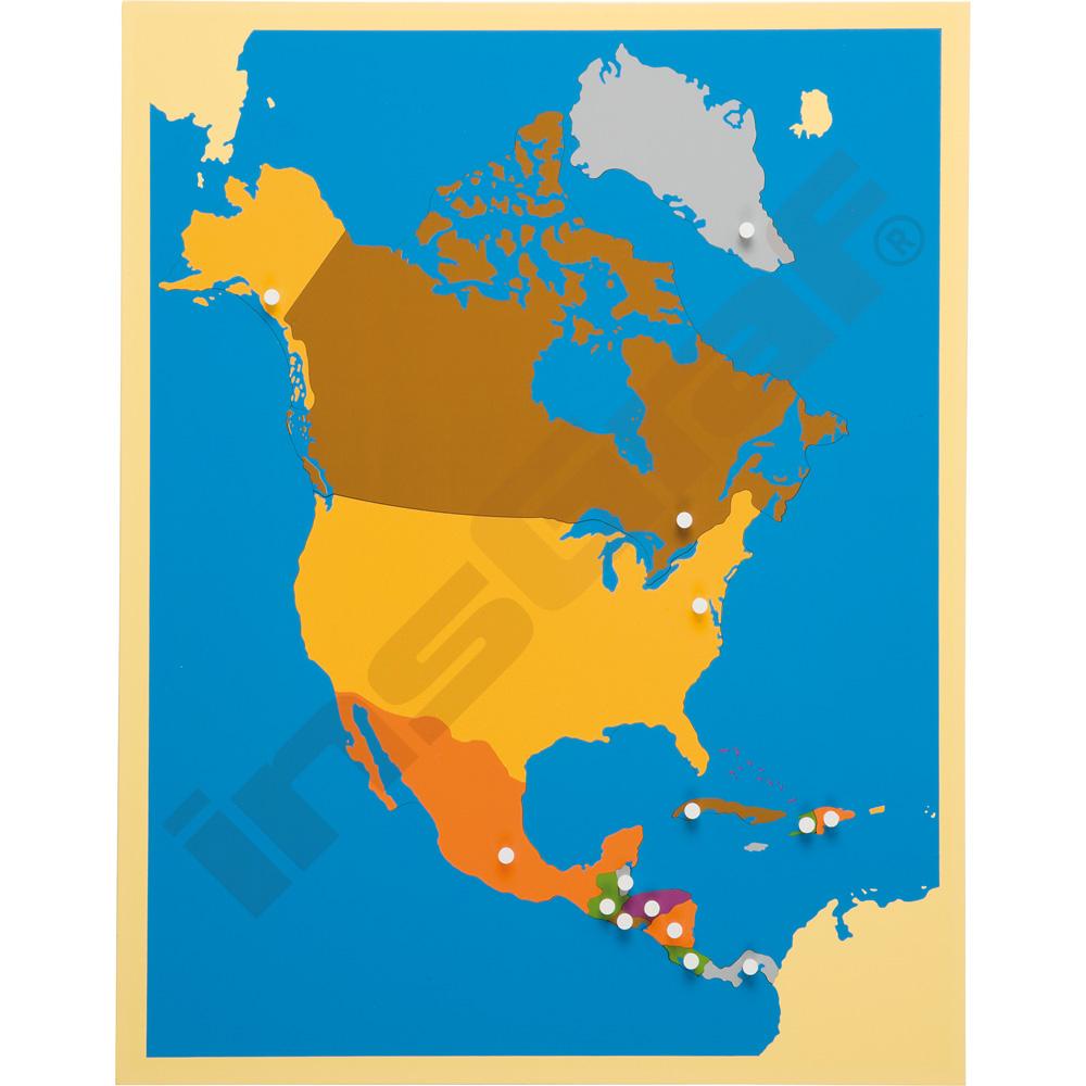 Mapa Severní Ameriky - Montessori puzzle