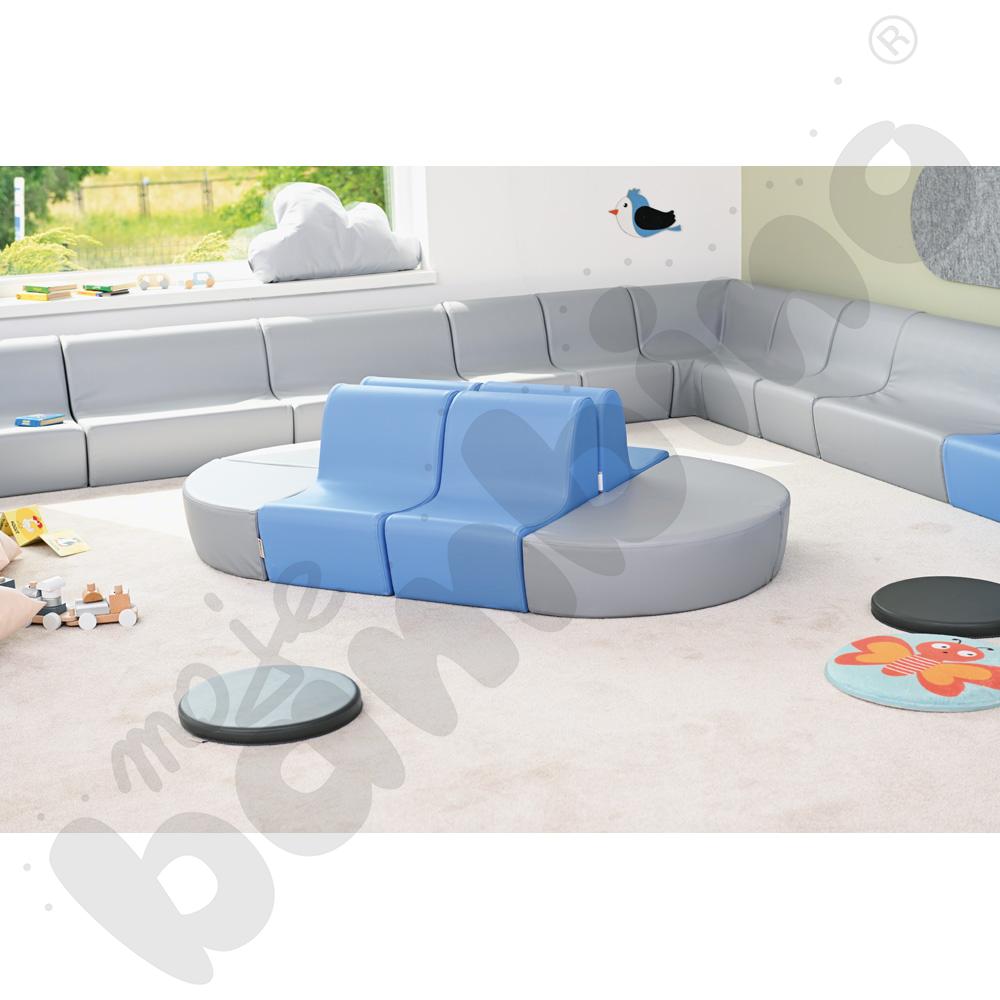 Małe siedzisko 1/4 koła szare