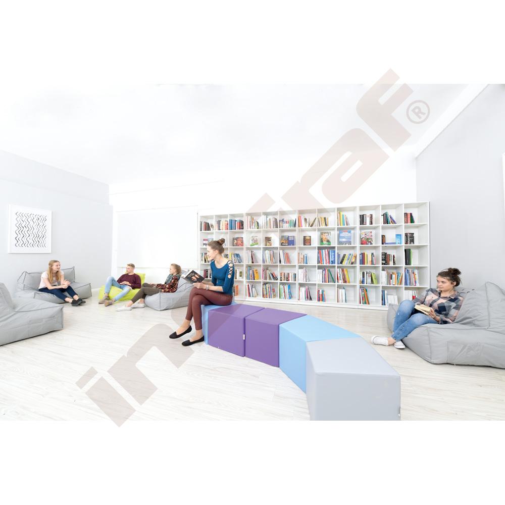 Quadro - regál L s 2 predelmi a 2 policami, biela