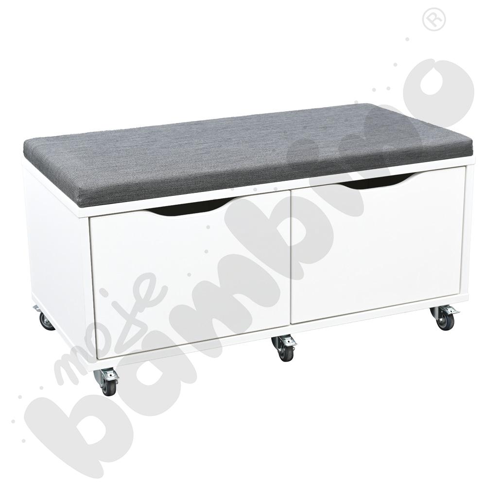 Mobilna szafka Comodo z siedziskiem - biała