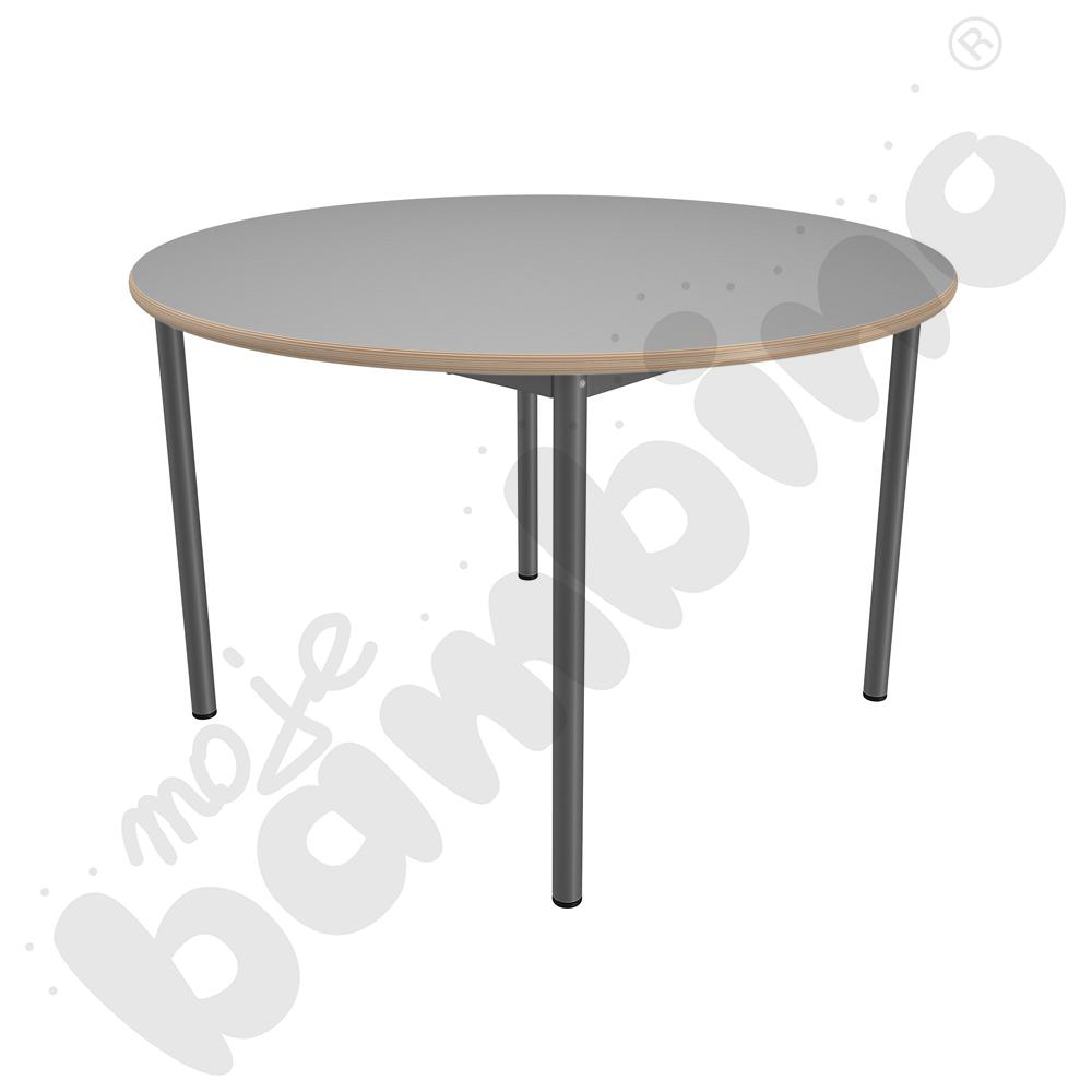 Stół Mila okrągły 120 cm, rozm. 6, blat szary, stelaż antracytowy