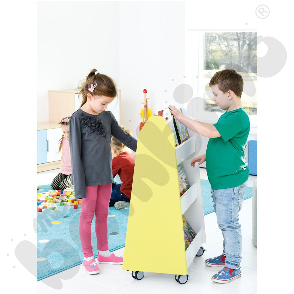 Quadro - dwustronna biblioteczka mobilna, limonkowa, w białej skrzyni