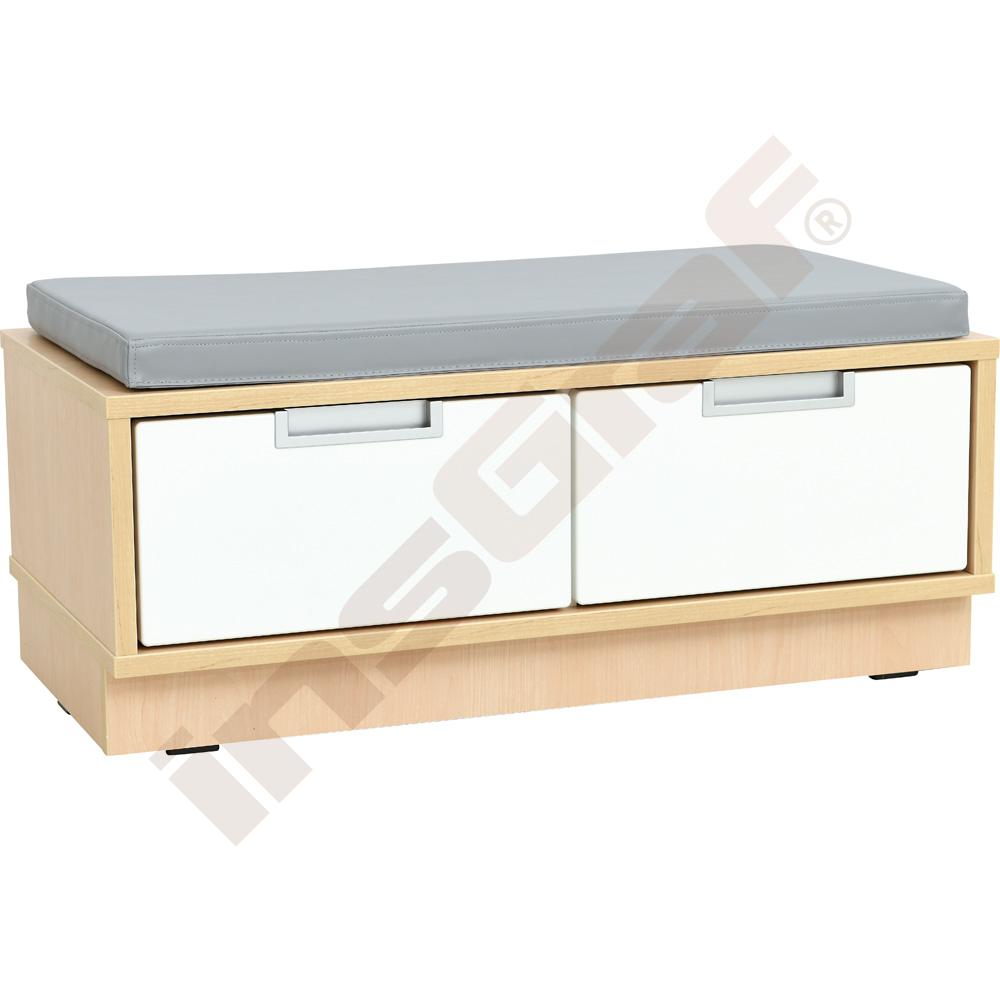 Quadro - skříňka-lavička 2 - šedý sedák - světlý javor