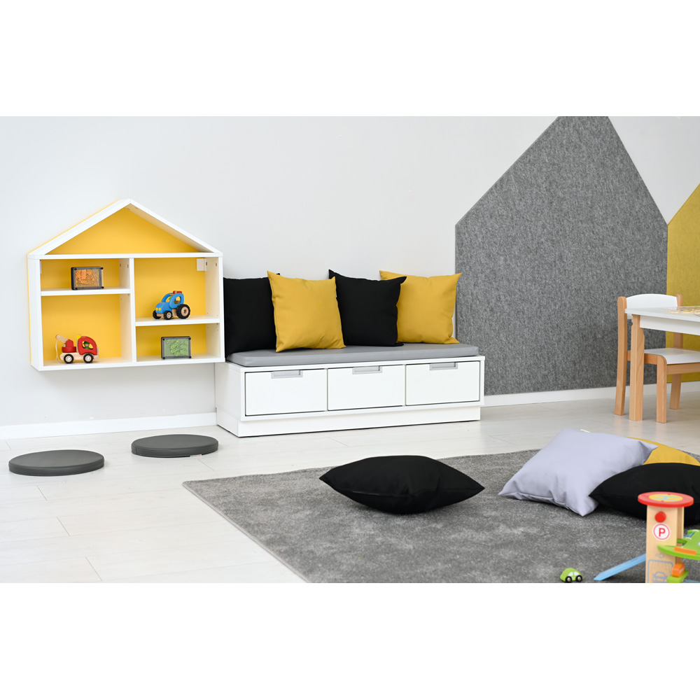 Quadro skrinka - lavička 3, sivý sedák, biela