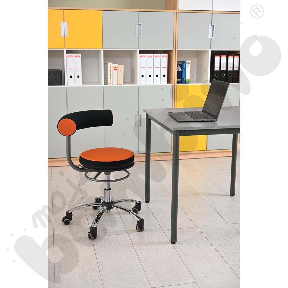 Krzesło multifunkcyjne Sanus, tkanina, kółka samohamujące - pomarańczowo-czarne