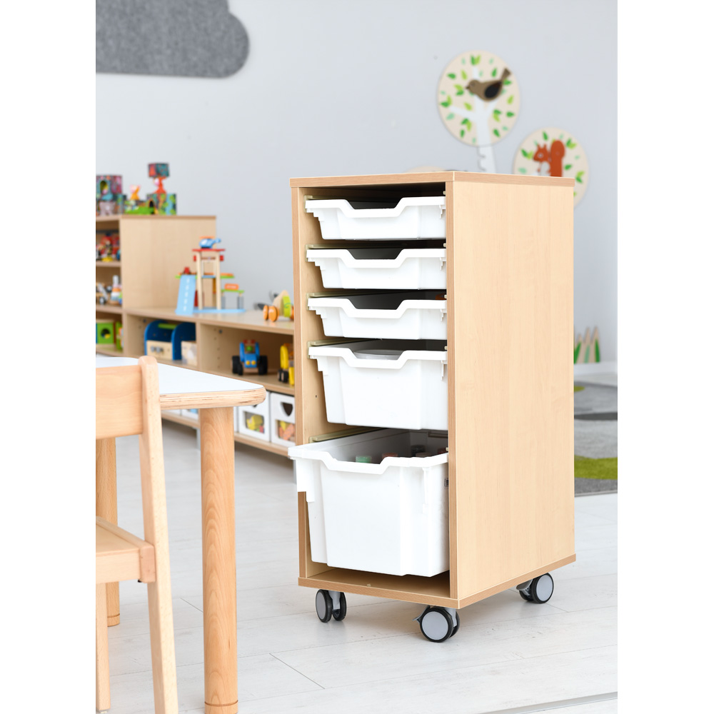 Flexi regál D na plastové úložné boxy- 1 stĺp - s kolieskami