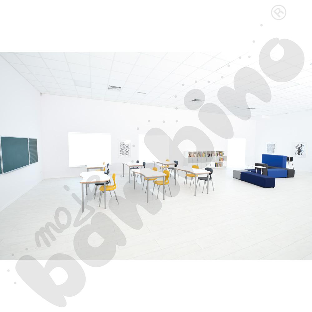 Stół Mila prostokąt falisty 140x72, blat HPL biały, narożniki zaokrąglone, rozm. 6