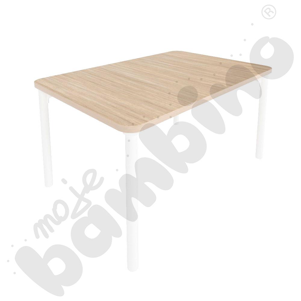 Stół Marcus prostokątny 60 x 120 rozm. 2, stelaż drewniany biały, stopka drewniana, blat HPL klon, narożniki zaokrąglone