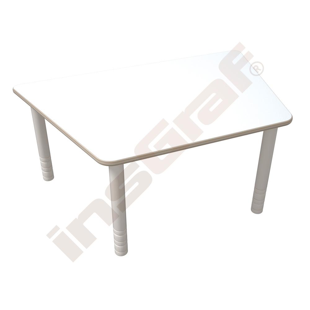
Flexi Trapezförmiger Tisch, 120 x 80 x 80 x 80, hvstb. 58-76 cm, HPL weiß
