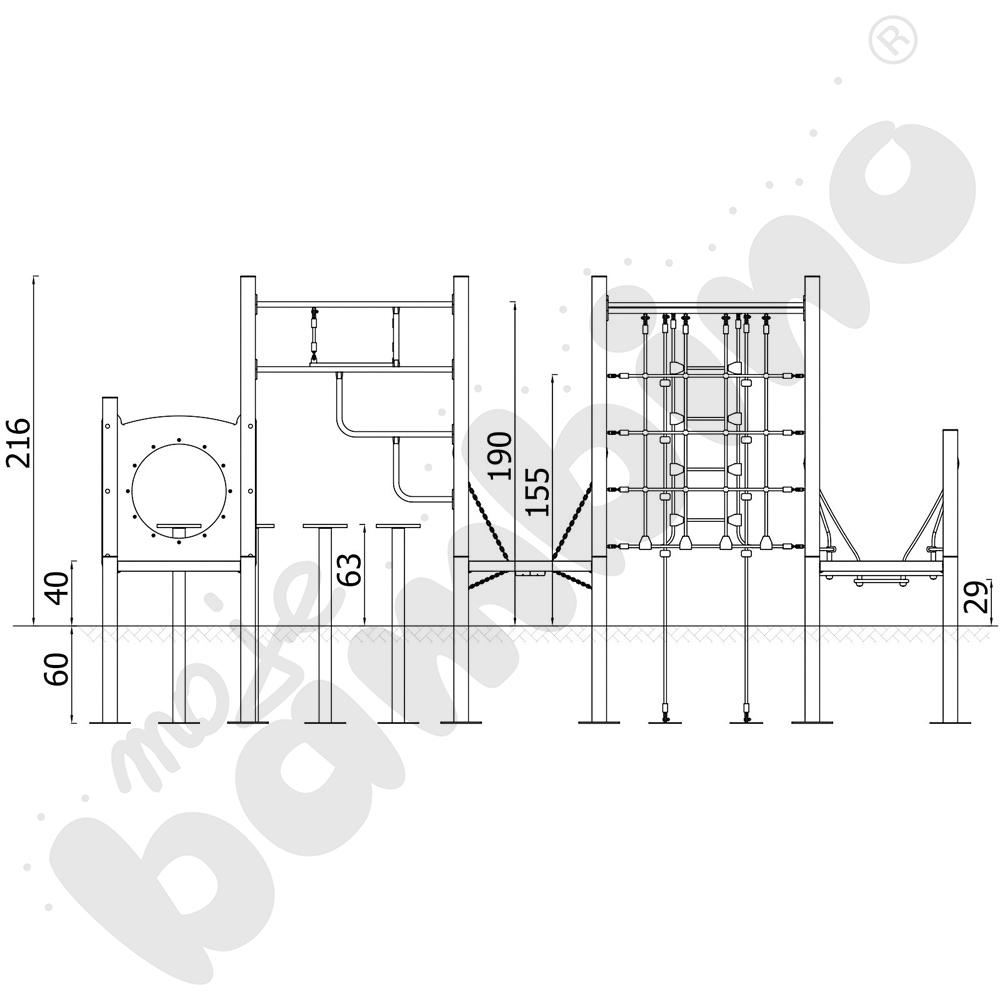 Zestaw sportowo-sprawnościowy, metalowe słupy