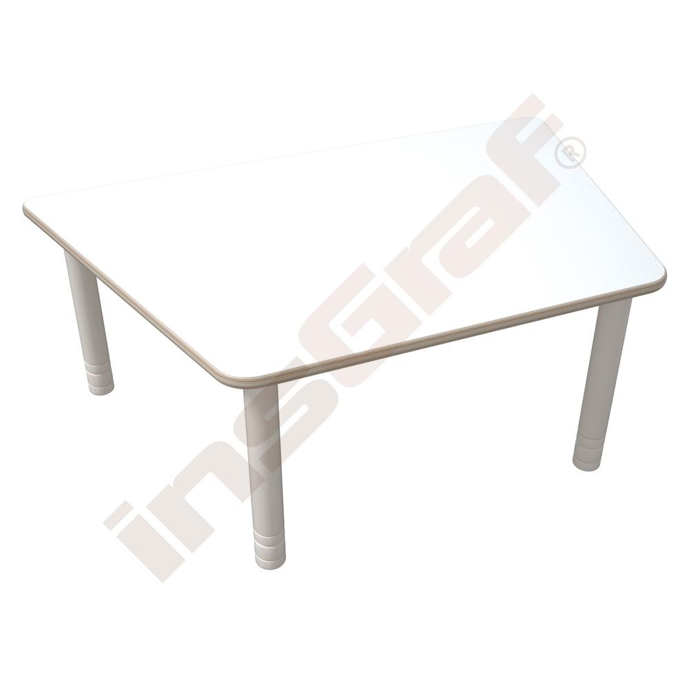 
Flexi Trapezförmiger Tisch, 120 x 80 x 80 x 80, hvstb. 40-58 cm, HPL weiß

