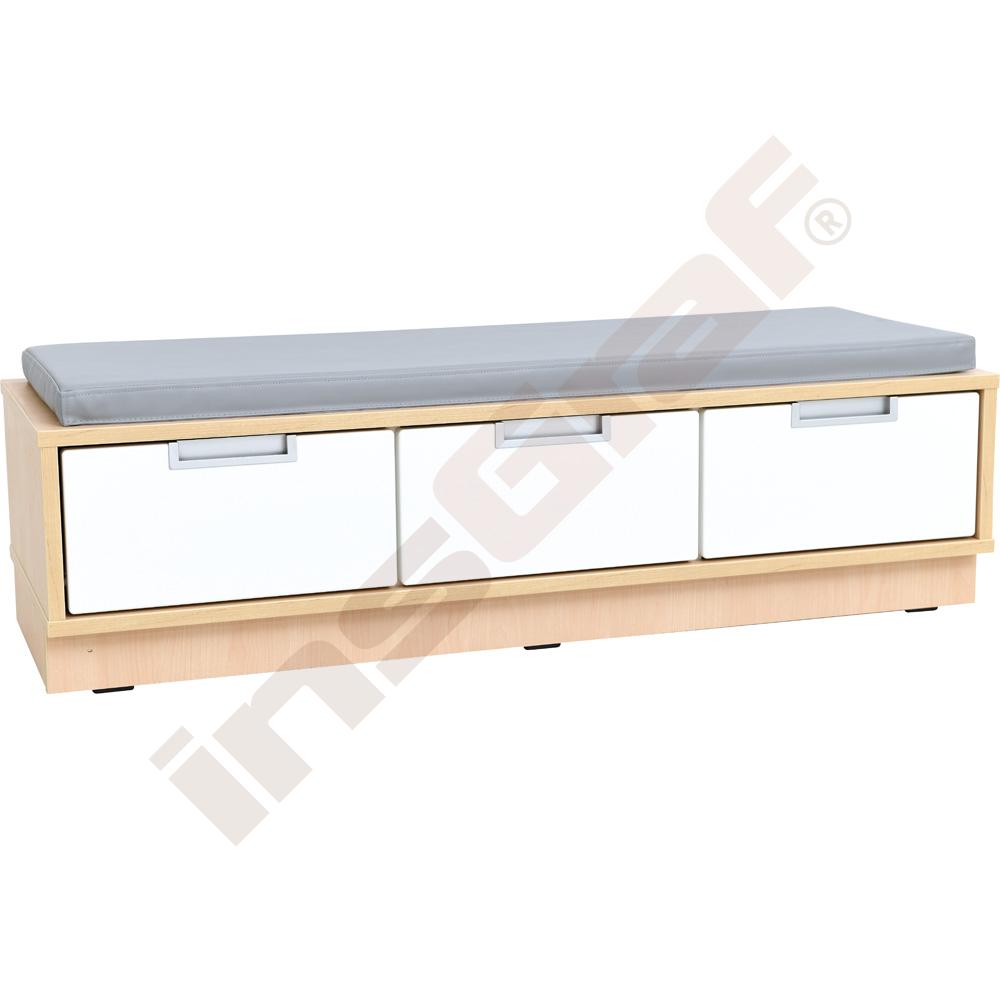 Quadro - skříňka-lavička 3 - šedý sedák - světlý javor