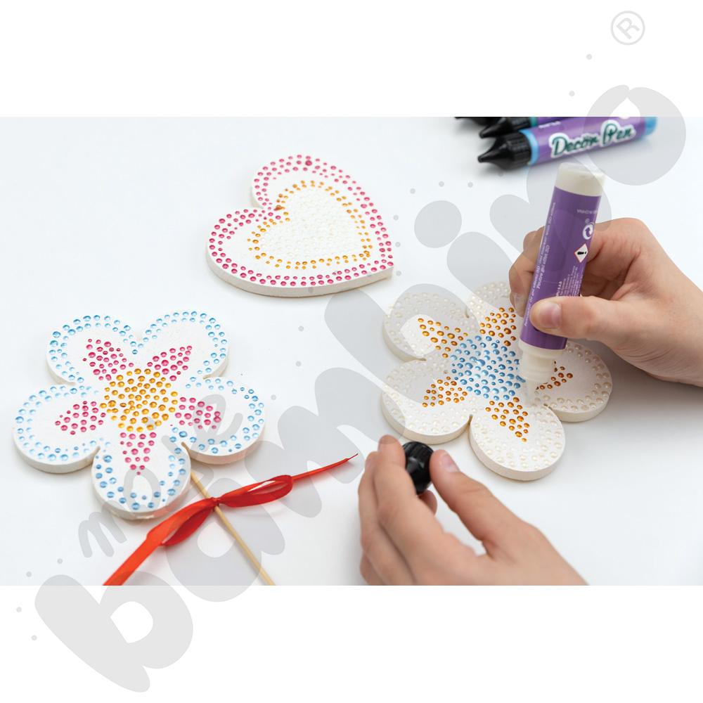 Piankowe kształty do ozdabiania - serca i kwiaty, 50 szt.