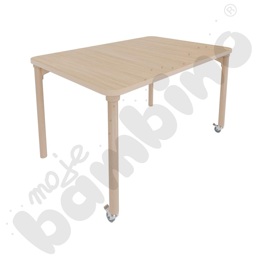 Stół Marcus 120 x 80 cm, rozm. 2, nogi drewniane brzozowe z 2 kółkami, blat klon, obrzeże ABS